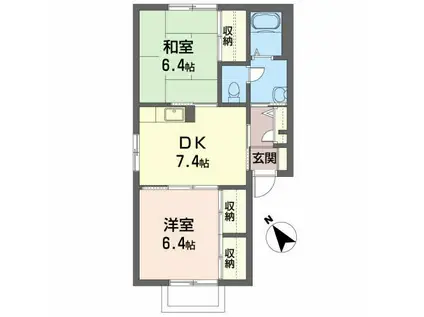 タウンコート下長D(2DK/1階)の間取り写真