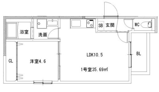 フォレスト青崎(1LDK/2階)の間取り写真