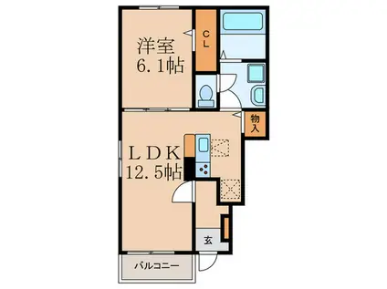 ヒカルサ大津唐崎I(1LDK/1階)の間取り写真