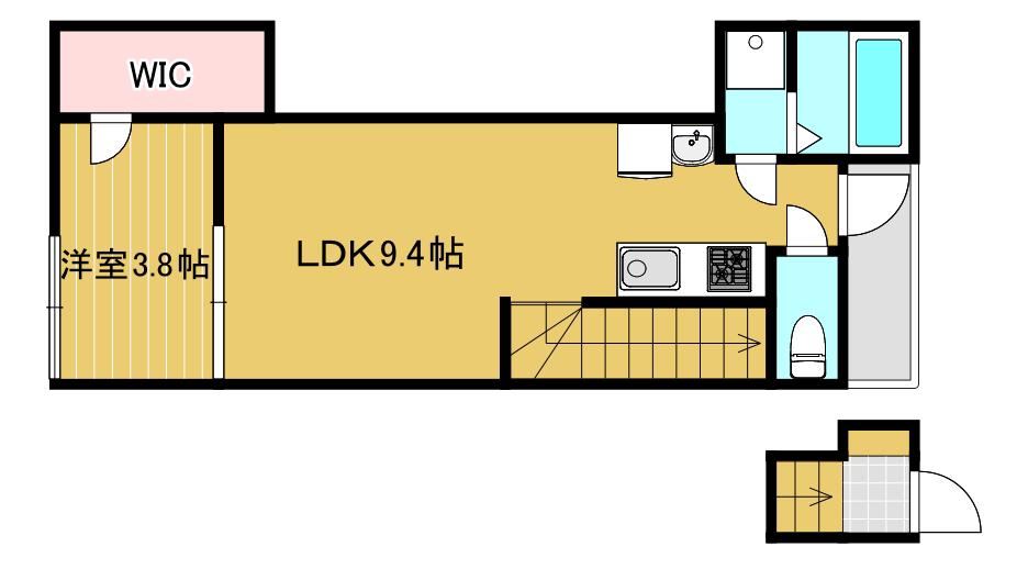 PABLO戸坂 A棟(1LDK/2階)の間取り写真