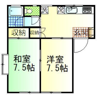 ブルースカイII(2K/1階)の間取り写真