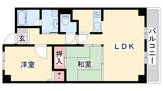 ヌーベゆらの(2LDK/1階)の間取り写真