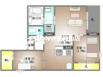 REGALEST 新福(2LDK/1階)の間取り写真