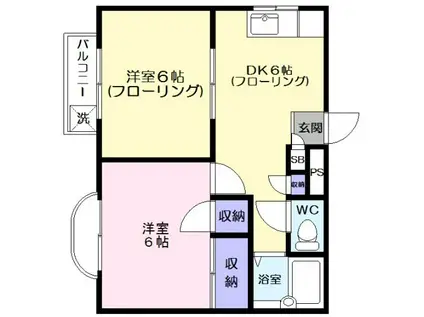 コーポジェム(2DK/2階)の間取り写真