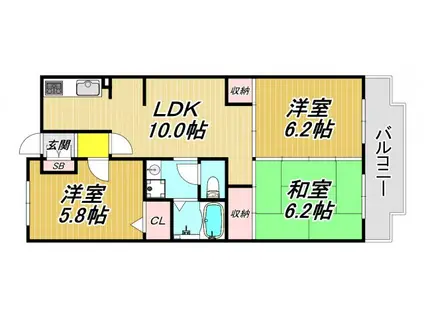 リヴィェール園田(3LDK/1階)の間取り写真