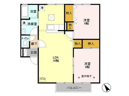 D-ROOM フラワーレジデンス北山 G(2LDK/2階)の間取り写真
