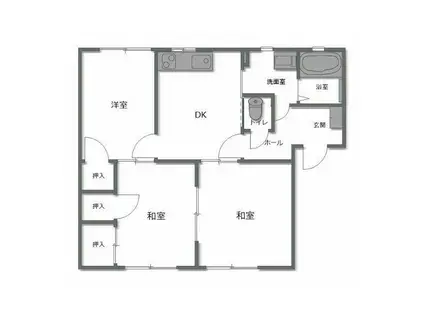 プラゾ・オリジン(3DK/1階)の間取り写真