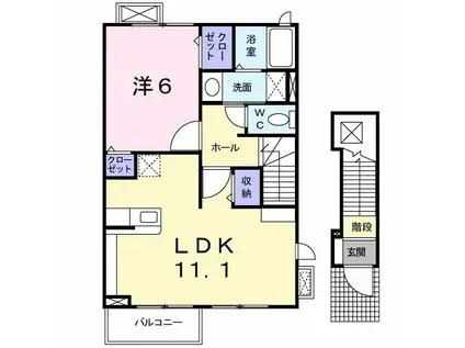 HINATA II(1LDK/2階)の間取り写真