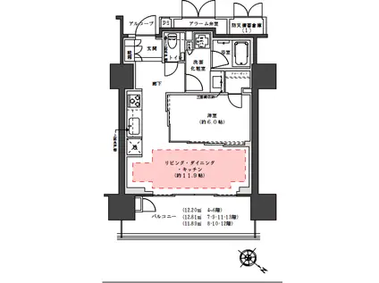 プラウド渋谷本町(1LDK/9階)の間取り写真