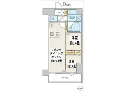 クレストコート本所吾妻橋ノース(2LDK/4階)の間取り写真