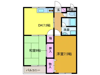 パークベルズ徳森(2DK/3階)の間取り写真