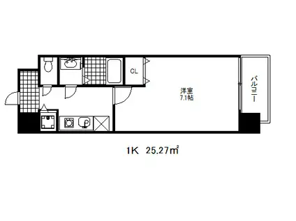 ケーディエックスレジデンス三宮(1K/2階)の間取り写真