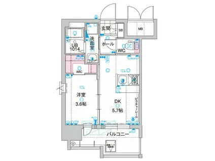 アルファシオミラーニ(1DK/3階)の間取り写真