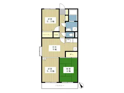 サンクレストKAWADAII(3DK/1階)の間取り写真