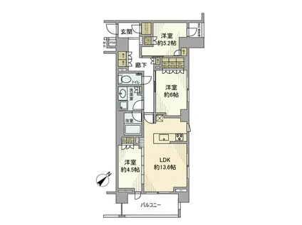 プレミスト横濱反町(3LDK/3階)の間取り写真