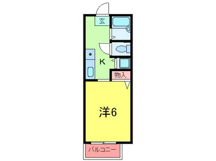 アパ-トメント林(1K/1階)の間取り写真