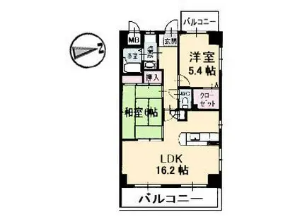 なかすじ壱番館(2LDK/4階)の間取り写真