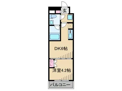 ハーモニーレジデンス武蔵小杉フォレストスクエア(1DK/4階)の間取り写真