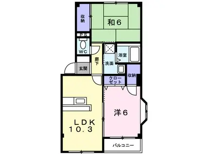 フォレスト白鳥(2LDK/2階)の間取り写真