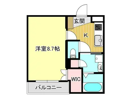 シュタットフルスI(1K/3階)の間取り写真