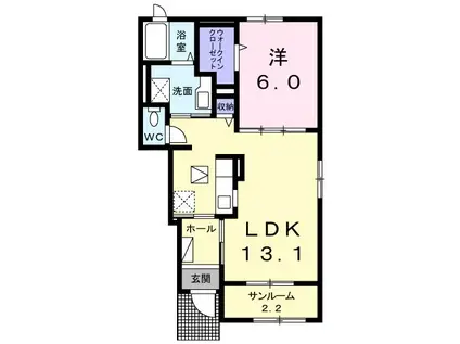 ナチュール アルモニーB(1LDK/1階)の間取り写真