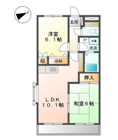 ヴィーブル(2LDK/2階)の間取り写真