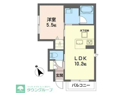 ビバリーハウス谷保(1LDK/1階)の間取り写真