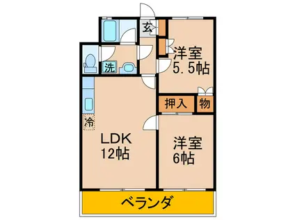 コルコルバン(2LDK/2階)の間取り写真