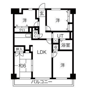 グランドハイリス本山(3LDK/2階)の間取り写真