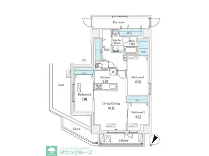 ロイジェント駒込六義園(3LDK/15階)の間取り写真