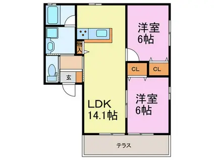 LA LUCE M II(2LDK/2階)の間取り写真