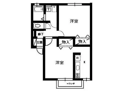 カサブランカ(2K/2階)の間取り写真