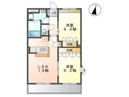 フォレストハイム(2LDK/2階)の間取り写真