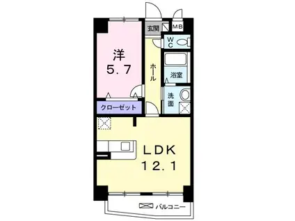 アルカンシエル(1LDK/3階)の間取り写真