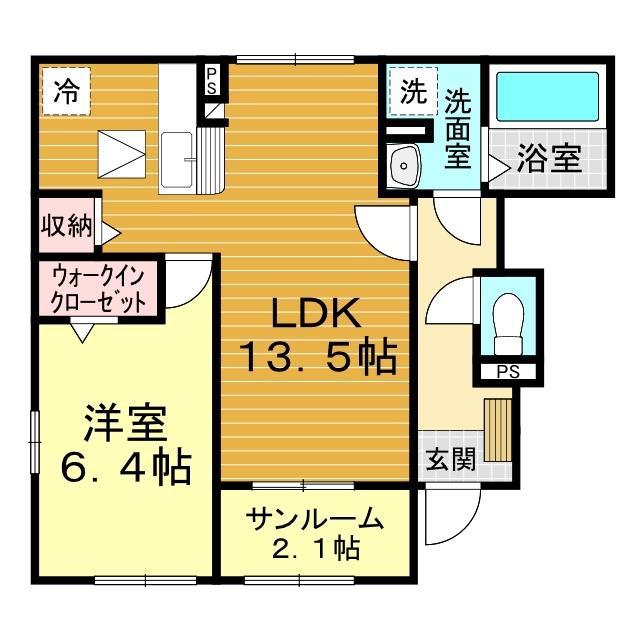 ファミール問田(1LDK/1階)の間取り写真