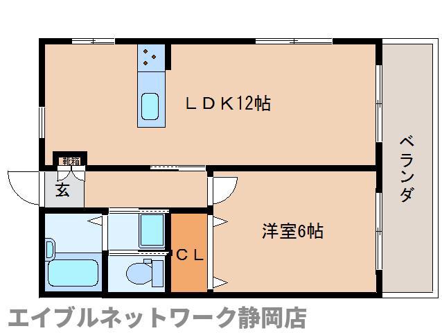 池ヶ谷康和ビル(1LDK/2階)の間取り写真