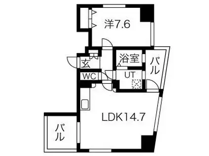LA FACADE ラ・ファサード(1LDK/5階)の間取り写真