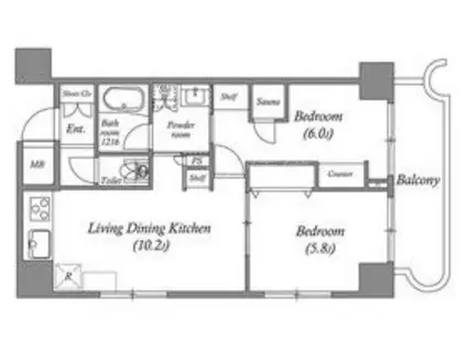 コスモリード大森西(2LDK/6階)の間取り写真
