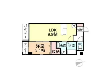 カナルパークコートIV(1LDK/3階)の間取り写真