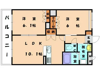 シャインコート秋桜(2LDK/1階)の間取り写真