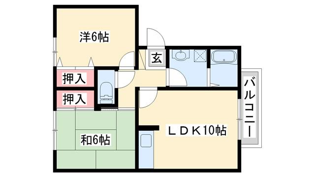 フリーデンIII棟(2LDK/2階)の間取り写真
