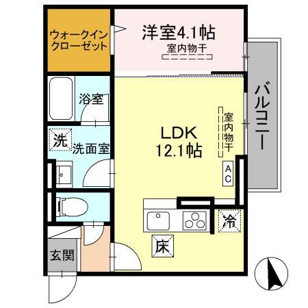 D-TOJO(1LDK/1階)の間取り写真