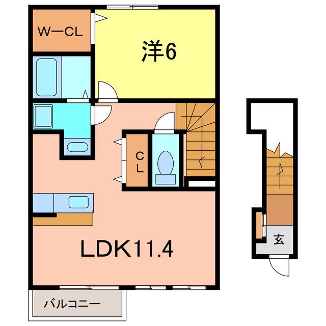シリウス相生(1LDK/2階)の間取り写真