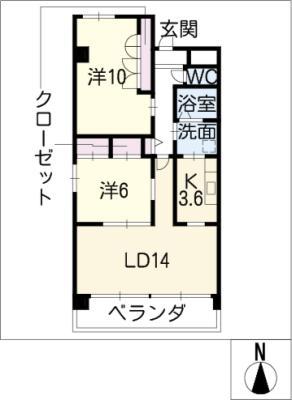 ESPOIR(2LDK/3階)の間取り写真