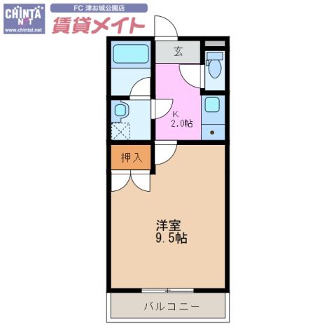 コーポバロン 中野(1K/3階)の間取り写真