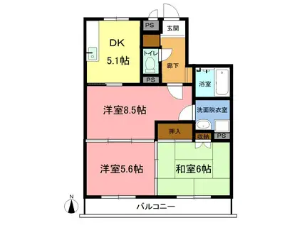 パークコート高島本町(3DK/2階)の間取り写真