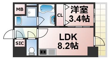 リアライズ布施駅前(1LDK/6階)の間取り写真