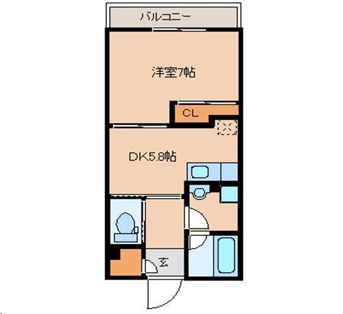 イーストフォート(1DK/7階)の間取り写真