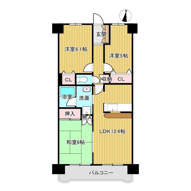 ジェンティール川口(3LDK/2階)の間取り写真