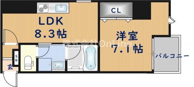グランスイート(1LDK/8階)の間取り写真